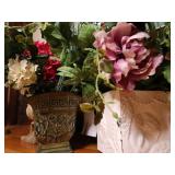 Assorted Lot of Planters Some with Artificial Plants