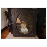 1880s Carved Wood Frame with Portrait of Little Girl Blowing Bubbles (Vintage Print)