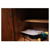 1960s Ayers Oak China Hutch with Brass Laced Embellishment