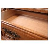 1960s Ayers Oak China Hutch with Brass Laced Embellishment