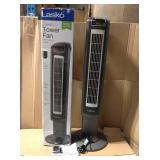 Lasko 42" Wind Curve 3-Speed Oscillating Tower Fan with Fresh Air Ionizer and Remote Control, Model T42950, Black  in good condition