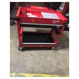 Milwaukee 40 in. 2-Drawer Steel Work Cart WHIT DAMAGE AND SCRTACHS REVIEW THE PHOTOS