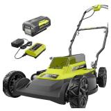 18 in. 40-Volt 2-in-1 Lithium-Ion Cordless Battery Walk Behind Push Mower 4.0 Ah Battery/Charger Included  in good condition