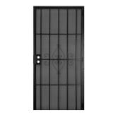 Unique Home Designs 32 in. x 80 in. Su Casa Black Surface Mount Outswing Steel Security Door with Expanded Metal Screen in good conditions