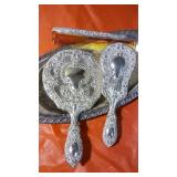 Vintage 4 Piece Silver Vanity Set