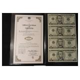 2006 US Government Uncut Sheets of $5 Bills SN HF 99978423A
