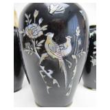 Set of Vintage Inlaid Brass Korean Vases