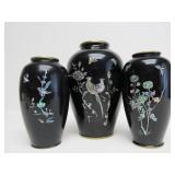 Set of Vintage Inlaid Brass Korean Vases
