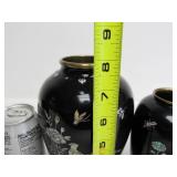 Set of Vintage Inlaid Brass Korean Vases