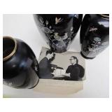 Set of Vintage Inlaid Brass Korean Vases