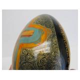 2 Hand Painted Signed Russian Icon Wooden Eggs w/Stands