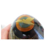 2 Hand Painted Signed Russian Icon Wooden Eggs w/Stands