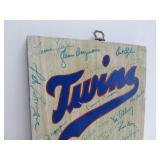 Vintage Folk Art Autographed Wooden MN TWINS Wall Plaque