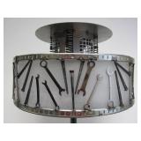 Very Cool Large Chrome Table Lamp w/ Vintage Hardware & Wrenches