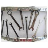 Very Cool Large Chrome Table Lamp w/ Vintage Hardware & Wrenches