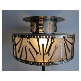 Very Cool Large Chrome Table Lamp w/ Vintage Hardware & Wrenches