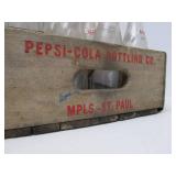 Vintage Wooden PEPSI Soda Bottle Crate w/Bottles