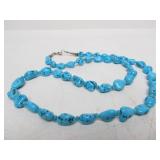 Long Vintage Southwestern Sterling Silver & Turquoise Necklace