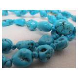 Long Vintage Southwestern Sterling Silver & Turquoise Necklace