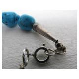 Long Vintage Southwestern Sterling Silver & Turquoise Necklace