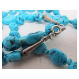 Long Vintage Southwestern Sterling Silver & Turquoise Necklace