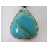 Large Southwestern Sterling Turquoise & Silver Pendant Necklace