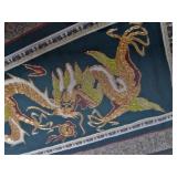 Hand Made Vintage Oriental Silk Dragon Tapestry