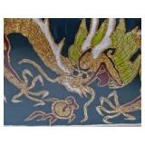 Hand Made Vintage Oriental Silk Dragon Tapestry