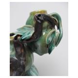 Large Art Pottery Double Vase w/Vines