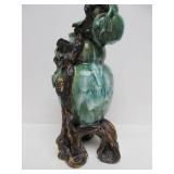 Large Art Pottery Double Vase w/Vines