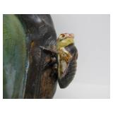 Large Art Pottery Double Vase w/Vines