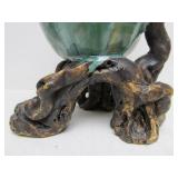 Large Art Pottery Double Vase w/Vines