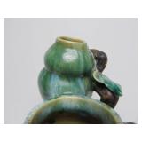 Large Art Pottery Double Vase w/Vines