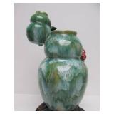 Large Art Pottery Double Vase w/Vines