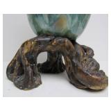 Large Art Pottery Double Vase w/Vines