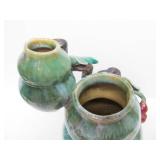 Large Art Pottery Double Vase w/Vines
