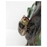 Large Art Pottery Double Vase w/Vines