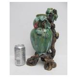 Large Art Pottery Double Vase w/Vines