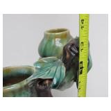 Large Art Pottery Double Vase w/Vines