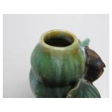 Large Art Pottery Double Vase w/Vines