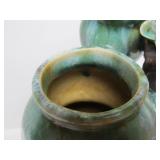 Large Art Pottery Double Vase w/Vines