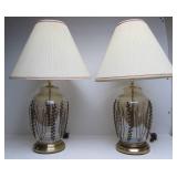 Matching Pair of Large Glass Table Lamps