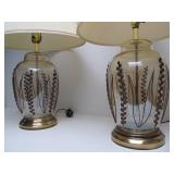 Matching Pair of Large Glass Table Lamps