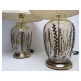 Matching Pair of Large Glass Table Lamps