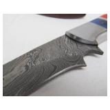 Excellent Custom Made Damascus Steel Knife w/Sheath