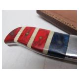 Excellent Custom Made Damascus Steel Knife w/Sheath