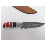 Excellent Custom Made Damascus Steel Knife w/Sheath