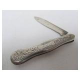 Vintage Zippo Lighter w/ Antique Tobacco Box & Victorian Sterling Silver Pocket Knife