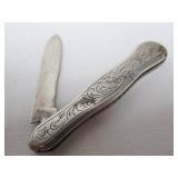 Vintage Zippo Lighter w/ Antique Tobacco Box & Victorian Sterling Silver Pocket Knife