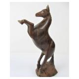 Carved Hardwood Rearing Horse Carving